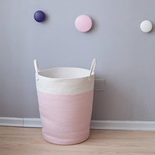 Load image into Gallery viewer, Cotton Woven Clothes Hamper Laundry Basket with Hooks Laundry Baskets Living and Home Pink Large