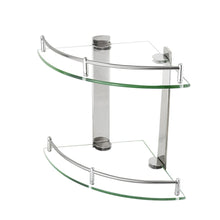 Load image into Gallery viewer, 2-Tier Tempered Glass Corner Shelf Bathroom Wall Mounted Shower Caddies Living and Home