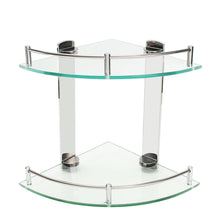 Load image into Gallery viewer, 2-Tier Tempered Glass Corner Shelf Bathroom Wall Mounted Shower Caddies Living and Home