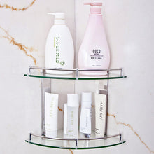 Load image into Gallery viewer, 2-Tier Tempered Glass Corner Shelf Bathroom Wall Mounted Shower Caddies Living and Home 9.8 Inch