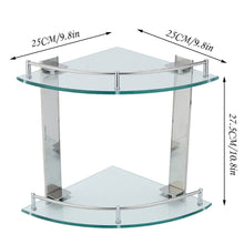 Load image into Gallery viewer, 2-Tier Tempered Glass Corner Shelf Bathroom Wall Mounted Shower Caddies Living and Home
