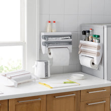 Load image into Gallery viewer, 3-Tier Wall Mounted Kitchen Cling Film Foil Wrap Dispenser