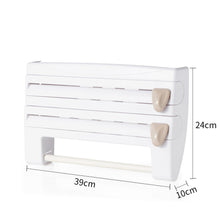 Load image into Gallery viewer, 3-Tier Wall Mounted Kitchen Cling Film Foil Wrap Dispenser