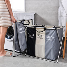 Load image into Gallery viewer, 3 Grid Large Laundry Basket Sorter Hamper with Aluminum Frame Laundry Baskets Living and Home