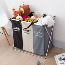 Load image into Gallery viewer, 3 Grid Large Laundry Basket Sorter Hamper with Aluminum Frame Laundry Baskets Living and Home
