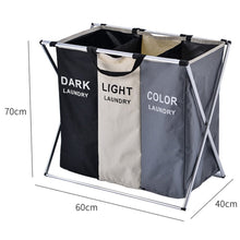 Load image into Gallery viewer, 3 Grid Large Laundry Basket Sorter Hamper with Aluminum Frame Laundry Baskets Living and Home