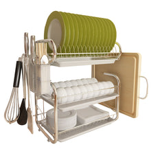Load image into Gallery viewer, Kitchen 3-Tier Dish Drainer Storage Stand Bowl Plate Dryer Tray White