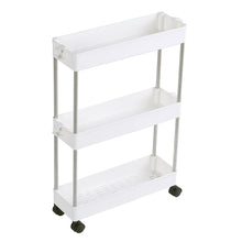 Load image into Gallery viewer, Slim Standing 3-Tier Corner Storage Rack Shelf Plastic for Kitchen Bathroom