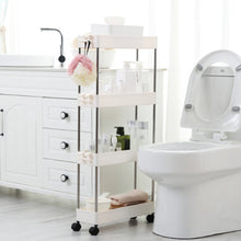Load image into Gallery viewer, Slim Standing 4-Tier Corner Storage Rack Shelf Plastic for Kitchen Bathroom
