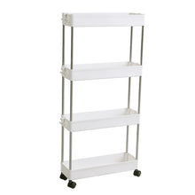 Load image into Gallery viewer, Slim Standing 4-Tier Corner Storage Rack Shelf Plastic for Kitchen Bathroom
