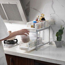 Load image into Gallery viewer, 2 Tier Shelf Corner Organizer Bathroom Caddy Kitchen Storage Rack White Shower Caddies Living and Home