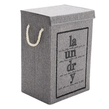 Load image into Gallery viewer, Foldable Home Laundry Baskets Laundry Hamper with Lid and Rope Handles-Grey Laundry Baskets Living and Home