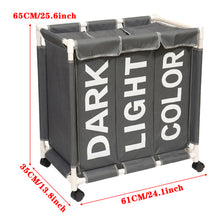 Load image into Gallery viewer, Large 3 Bin Laundry Hamper Laundry Baskets Laundry Sorter with Wheels