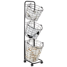 Load image into Gallery viewer, 3-Tier Iron Rolling Laundry Basket with Wheels