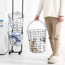 Load image into Gallery viewer, 3-Tier Iron Rolling Laundry Basket with Wheels