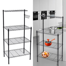 Load image into Gallery viewer, 4 Tiers Microwave Storage Rack Shelf Organiser with Hooks for Kitchen