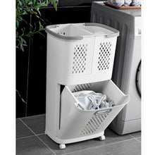 Load image into Gallery viewer, 3 Compartment Laundry Baskets Laundry Sorter Rolling Laundry Hamper