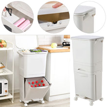 Load image into Gallery viewer, 38L White Rubbish Dustbin Recycling Bin Rubbish Trash Home Kitchen Kitchen Storage Baskets Living and Home