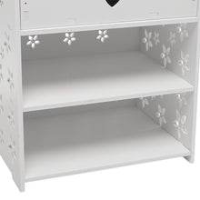 Load image into Gallery viewer, Hollow Carved Flower Pattern Side Table Nightstand with Drawer for Bedroom