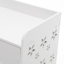Load image into Gallery viewer, Hollow Carved Flower Pattern Side Table Nightstand with Drawer for Bedroom