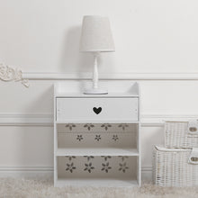 Load image into Gallery viewer, Hollow Carved Flower Pattern Side Table Nightstand with Drawer for Bedroom