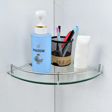 Load image into Gallery viewer, 1 Tier Bathroom Glass Corner Shelf Wall Mounted Shower Caddies Living and Home 24x24cm