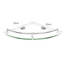 Load image into Gallery viewer, 1 Tier Bathroom Glass Corner Shelf Wall Mounted Shower Caddies Living and Home