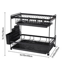 Load image into Gallery viewer, 2 Tier Dish Drying Rack with Drainboards