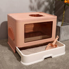 Load image into Gallery viewer, Enclosed Folding Plastic Cat Litter Box with Scoop