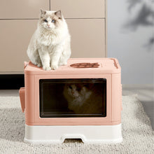 Load image into Gallery viewer, Enclosed Folding Plastic Cat Litter Box with Scoop