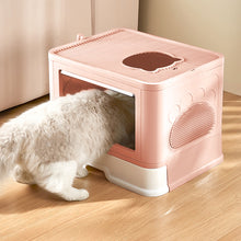 Load image into Gallery viewer, Enclosed Folding Plastic Cat Litter Box with Scoop