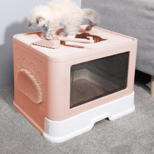Load image into Gallery viewer, Enclosed Folding Plastic Cat Litter Box with Scoop