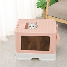 Load image into Gallery viewer, Enclosed Folding Plastic Cat Litter Box with Scoop
