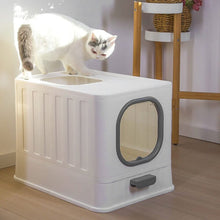 Load image into Gallery viewer, Enclosed Folding Cat Litter Box Toilet with Scoop Living and Home