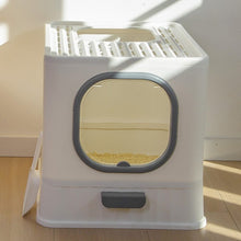 Load image into Gallery viewer, Enclosed Folding Cat Litter Box Toilet with Scoop Living and Home
