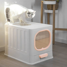 Load image into Gallery viewer, Enclosed Folding Cat Litter Box Toilet with Scoop Living and Home