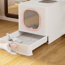 Load image into Gallery viewer, Enclosed Folding Cat Litter Box Toilet with Scoop Living and Home