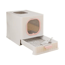 Load image into Gallery viewer, Enclosed Folding Cat Litter Box Toilet with Scoop Living and Home