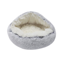Load image into Gallery viewer, 50cm Plush Winter Cat Bed in Gray - Cozy Semi-Enclosed Design Living and Home