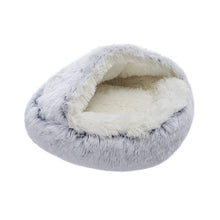 Load image into Gallery viewer, 50cm Plush Winter Cat Bed in Gray - Cozy Semi-Enclosed Design Living and Home