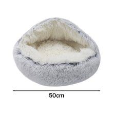 Load image into Gallery viewer, 50cm Plush Winter Cat Bed in Gray - Cozy Semi-Enclosed Design Living and Home
