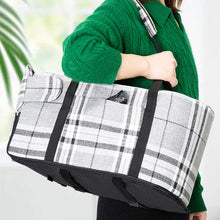 Load image into Gallery viewer, Checkered Gray Car Dog Bed with 25D Sponge and Faux Linen Living and Home