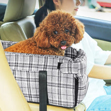 Load image into Gallery viewer, Checkered Gray Car Dog Bed with 25D Sponge and Faux Linen Living and Home
