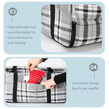 Load image into Gallery viewer, Checkered Gray Car Dog Bed with 25D Sponge and Faux Linen Living and Home