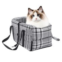 Load image into Gallery viewer, Checkered Gray Car Dog Bed with 25D Sponge and Faux Linen Living and Home