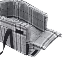 Load image into Gallery viewer, Checkered Gray Car Dog Bed with 25D Sponge and Faux Linen Living and Home