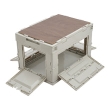 Load image into Gallery viewer, 60L Foldable Camping Storage Box with Wooden Lid