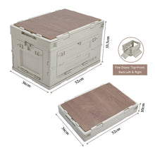 Load image into Gallery viewer, 60L Foldable Camping Storage Box with Wooden Lid