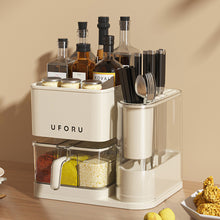 Load image into Gallery viewer, 3-in-1 Kitchen Seasoning Box Spice Rack Knife Block