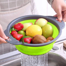 Load image into Gallery viewer, Collapsible Kitchen Silicone Colander Strainer Bowl Kitchen Storage Baskets Living and Home Green